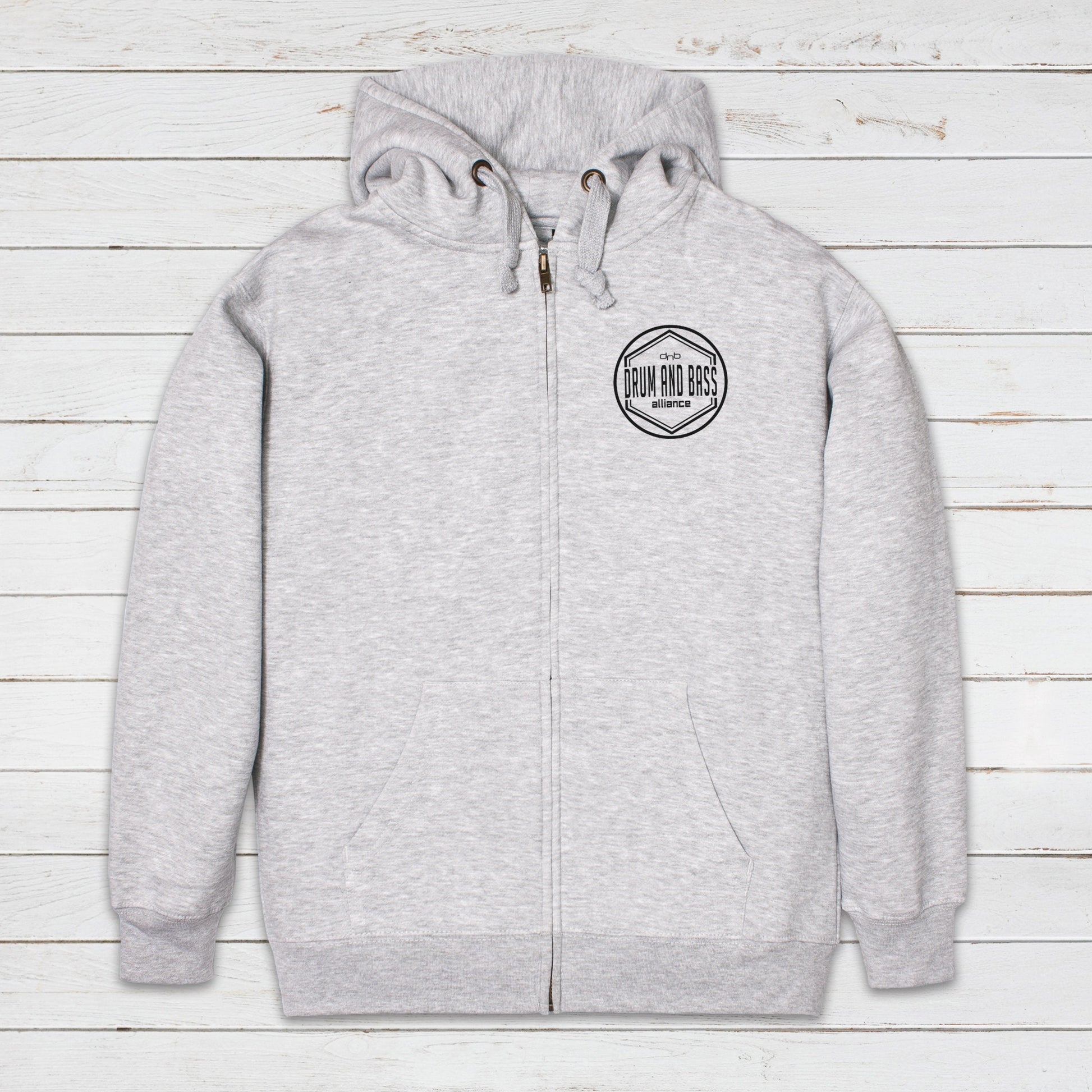 Drum and Bass Alliance Logo Zip Up Hoodie Jungle Junglist & Synth DnB EDM DJ Music Producer Sweatshirt Gifts for Men Mens Womens Hooded Top