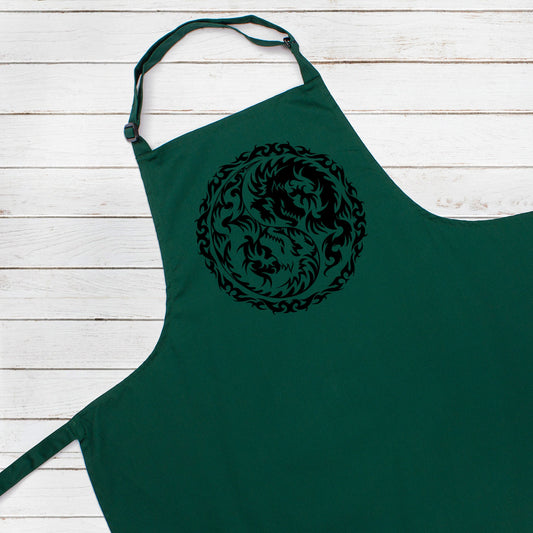Yin Yang Dragon Apron Peace Zen Yoga Tai Chi Taijitu Taosim Womens Mens One Size Full Length Chefs Printed Baking Cooking Apron Gift Gifts