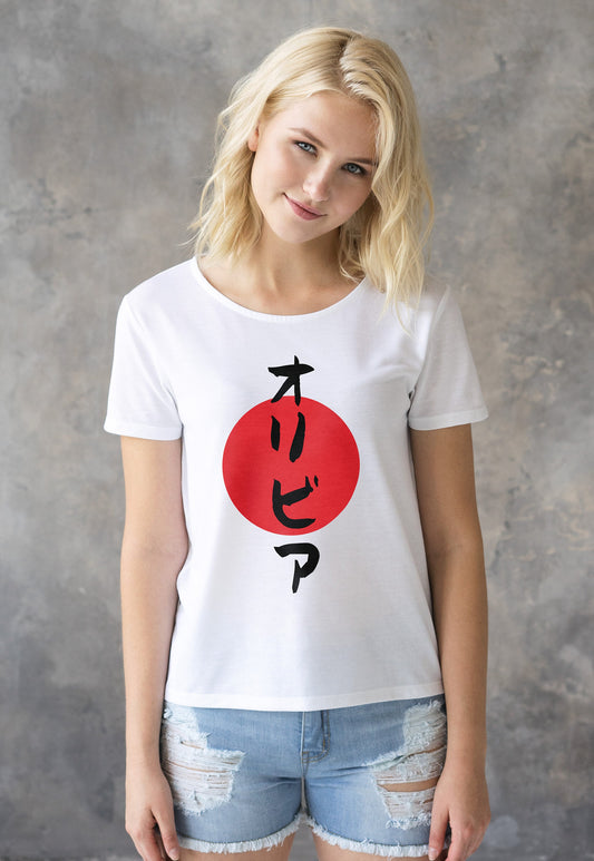 Custom Japanese T Shirt Japan Calligraphy Anime Manga Martial Arts Personalised Name Message Birthday Valentines Day Gifts Womens Girls Tee
