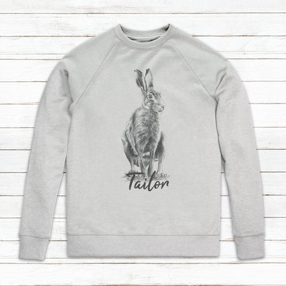 Custom Name Hare Sweatshirt Personalised Your Text Artist Pencil Sketch Rabbit Bunny Vegan Animal Valentines Day Gifts Mens Womens Printed
