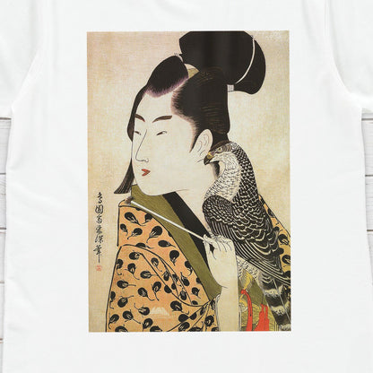 Japanese Ukiyo-e T Shirt Woodblock Art Choensai Eishin Falconer Samurai Japan Martial Arts Kanji Calligraphy Womens Mens Graphic Printed Tee