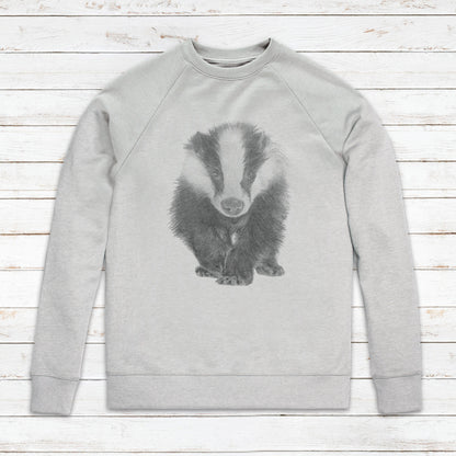 Badger Sweatshirt Artist Pencil Sketch Drawing Art Vegan Animal Cute Forest Anti Cull Hunting Saboteur Xmas Gifts Mens Womens Printed Jumper