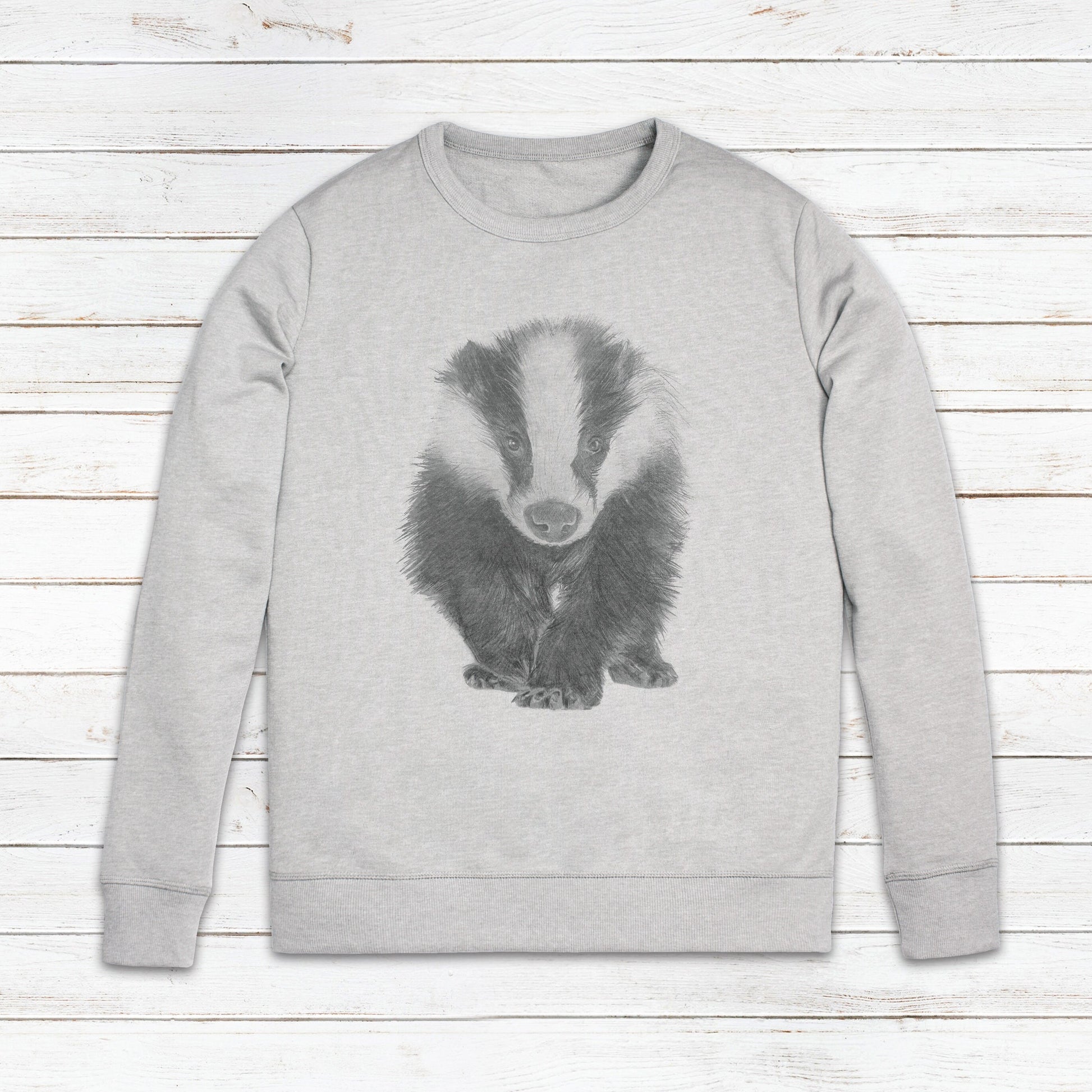 Badger Sweatshirt Artist Pencil Sketch Drawing Art Vegan Animal Cute Forest Anti Cull Hunting Saboteur Xmas Gifts Mens Womens Printed Jumper