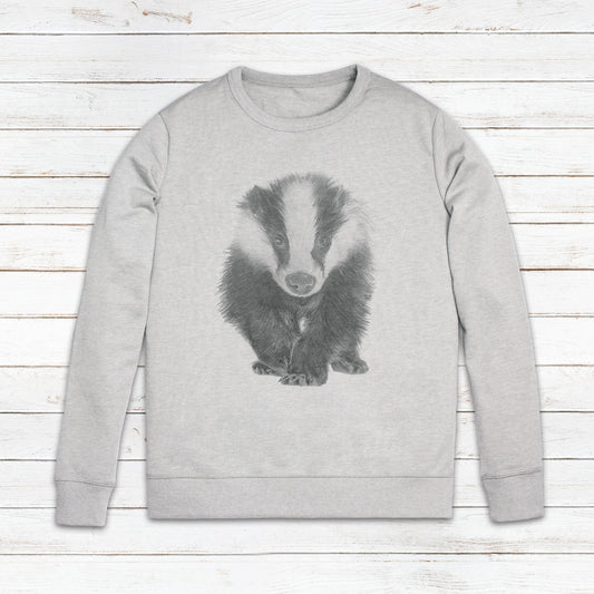 Badger Sweatshirt Artist Pencil Sketch Drawing Art Vegan Animal Cute Forest Anti Cull Hunting Saboteur Xmas Gifts Mens Womens Printed Jumper