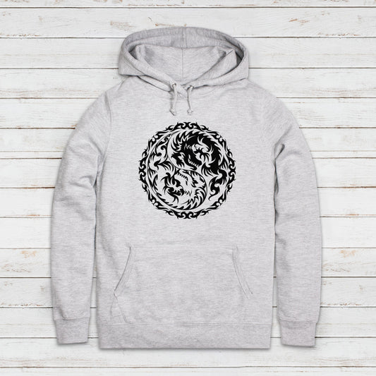 Yin Yang Dragon Hoodie Traditional Japanese Chinese Taosim Tai Chi Yoga Martial Art Gift Girls Womens Printed Hooded Top Jumper Sweatshirt