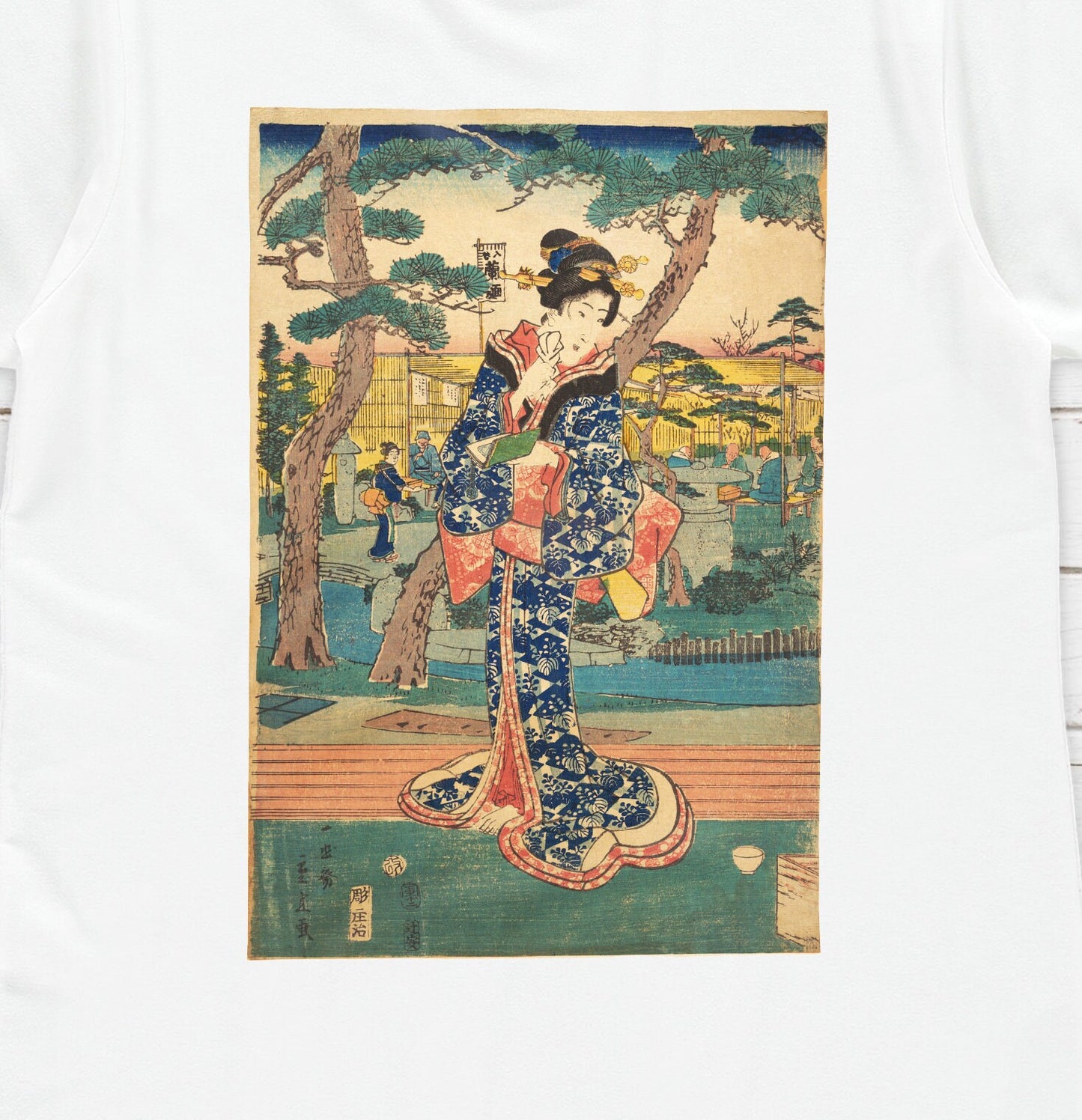 Japanese Ukiyo-e T Shirt Woodblock Art Hiroshige Tokyo Geisha Geiko Maiko Japan Kanji Calligraphy Womens Mens Graphic Printed Tee