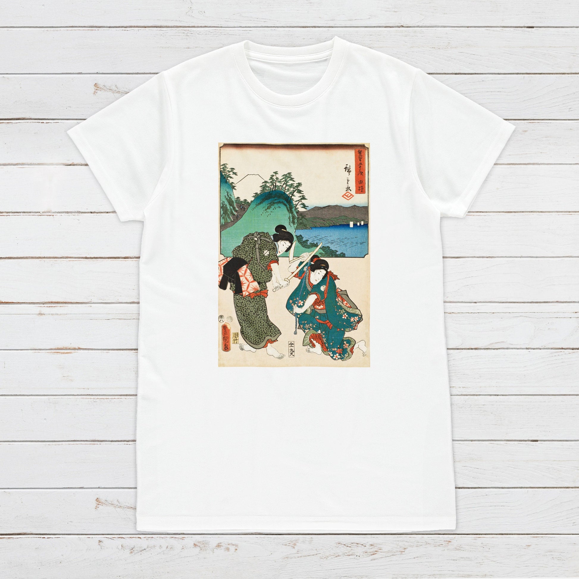 Japanese Ukiyo-e T Shirt Woodblock Art Hiroshige Onna Mushi Bugeisha Samurai Bushido Japan Martial Arts Gift Womens Mens Graphic Printed Tee