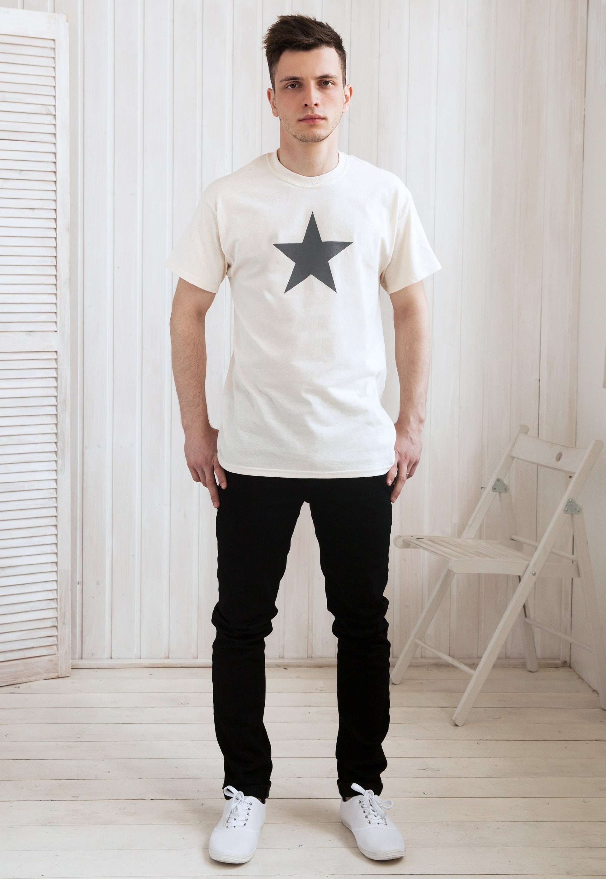Star T Shirt Minimalist Abstract Geometric Streetwear Skater Fashion Retro 90s 80s 70s Y2K Graphic Design Printed Tee T-Shirt Mens Womens