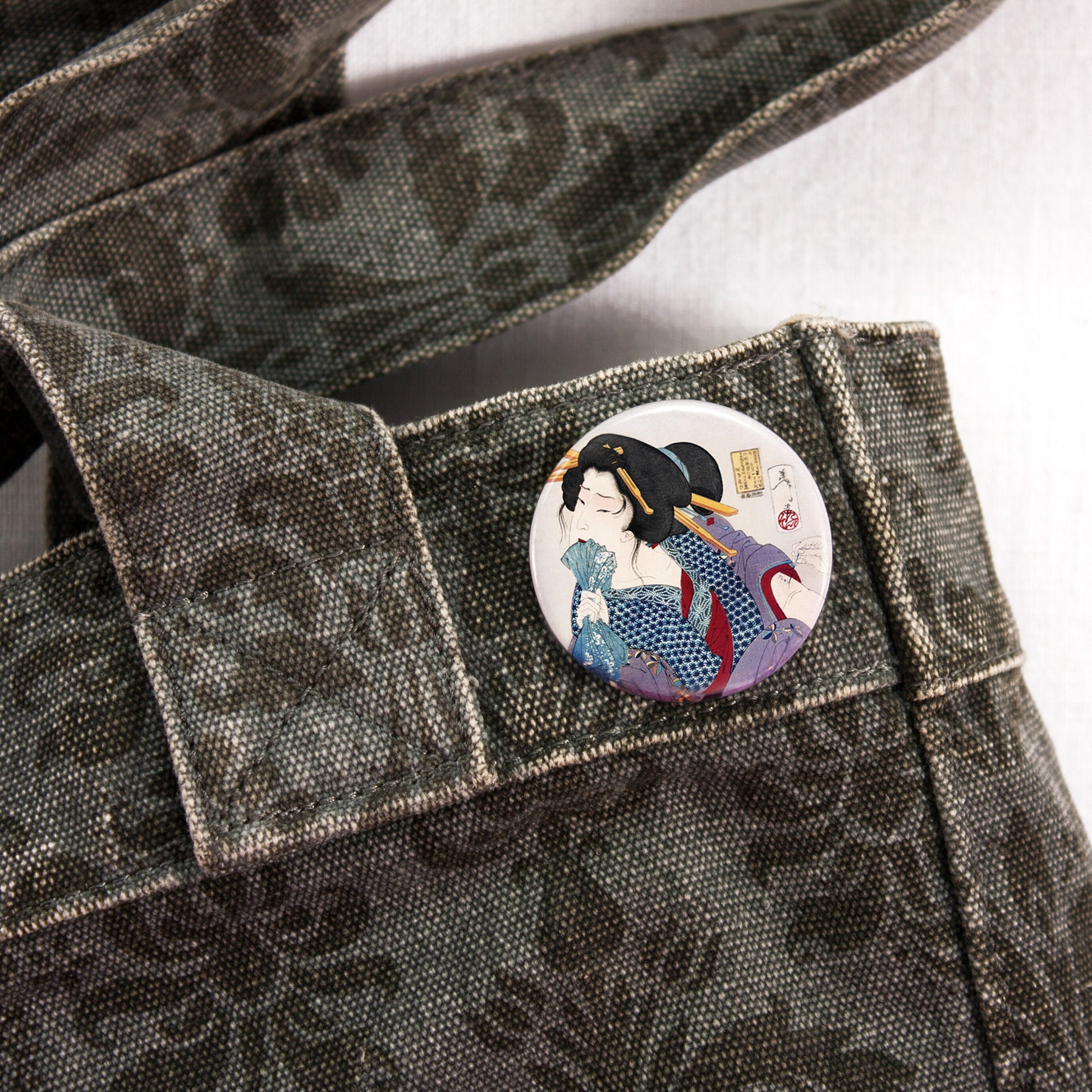 Japanese Badges Ukiyo-e Art Woodblock Print Aesthetic Pin Button Badge Gift Set Geisha Tattoo Kanagawa Wave Maiko Cherry Blossom Pastel Goth