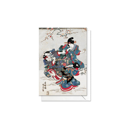 Japanese Ukiyo-e Art Greeting Cards Set of 10 - Christmas Card Xmas New Year Winter Woodblock Print Aesthetic Hiroshige Hokusai Haiku Basho
