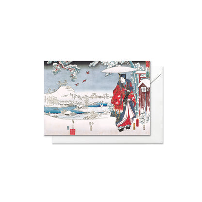 Japanese Ukiyo-e Art Greeting Cards Set of 10 - Christmas Card Xmas New Year Winter Woodblock Print Aesthetic Hiroshige Hokusai Haiku Basho
