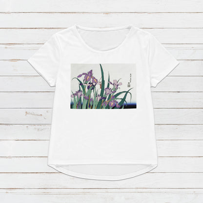 Japanese Ukiyo-e T Shirt Woodblock Art Hokusai Iris Garden Flowers Print Japan Kanji Calligraphy Gifts Womens Mens Graphic Printed Tee Top