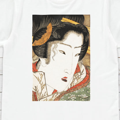 Japanese Ukiyo-e T Shirt Woodblock Art Keisai Eisen Geisha Maiko Tattoo Beautiful Japan Calligraphy Womens Mens Graphic Printed Tee Top
