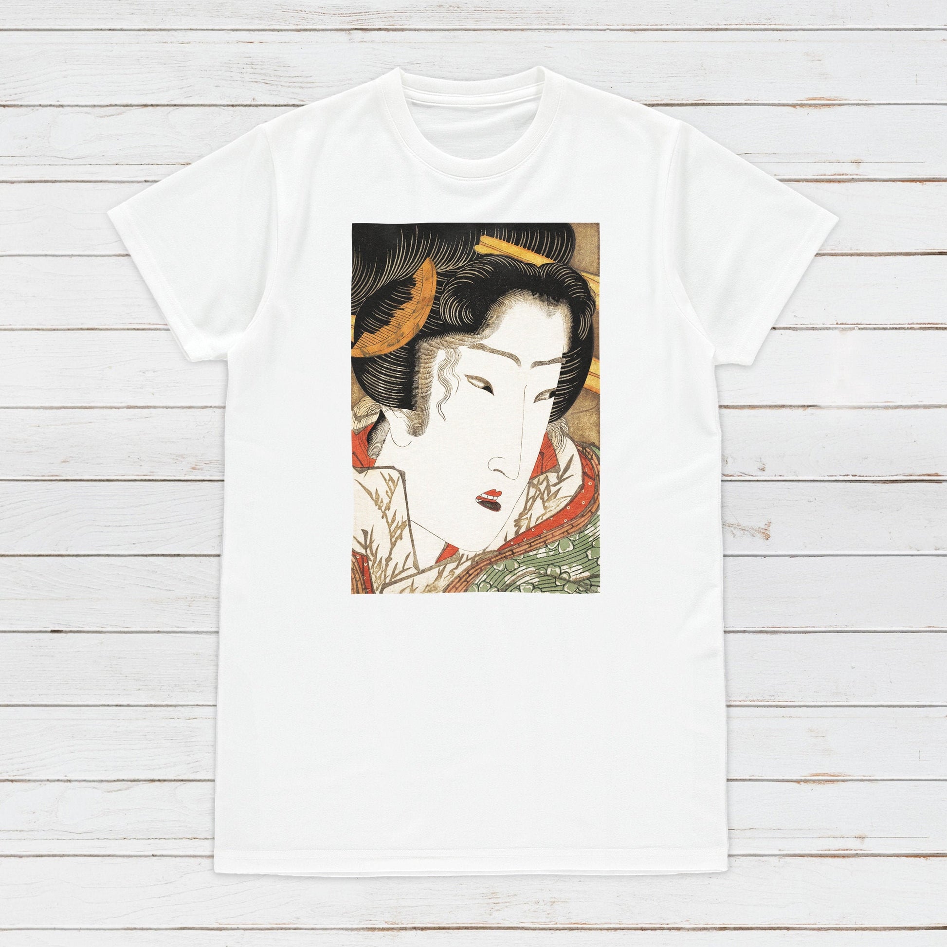 Japanese Ukiyo-e T Shirt Woodblock Art Keisai Eisen Geisha Maiko Tattoo Beautiful Japan Calligraphy Womens Mens Graphic Printed Tee Top