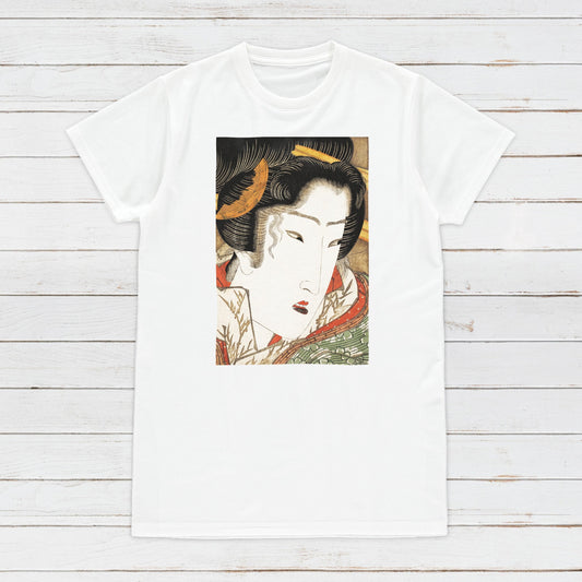 Japanese Ukiyo-e T Shirt Woodblock Art Keisai Eisen Geisha Maiko Tattoo Beautiful Japan Calligraphy Womens Mens Graphic Printed Tee Top