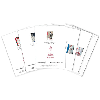 Japanese Ukiyo-e Art Greeting Cards Christmas Card Set Xmas New Year Winter Woodblock Print Aesthetic Hiroshige Hokusai Haiku Basho Elegant