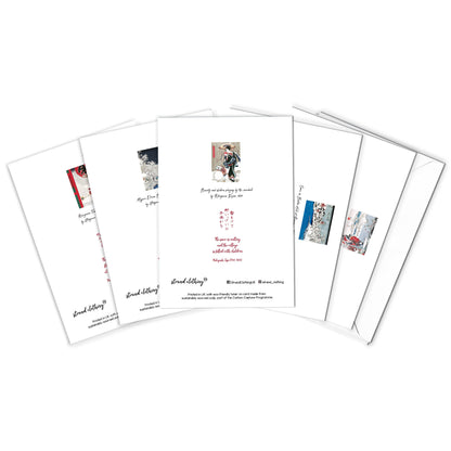 Japanese Ukiyo-e Art Greeting Cards Set of 10 - Christmas Card Xmas New Year Winter Woodblock Print Aesthetic Hiroshige Hokusai Haiku Basho