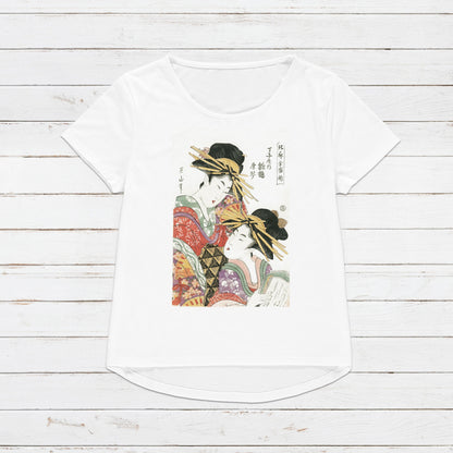 Japanese Ukiyo-e T Shirt Woodblock Art Kikugawa Eizan Geisha Maiko Tattoo Beautiful Japan Calligraphy Womens Mens Graphic Printed Tee Top