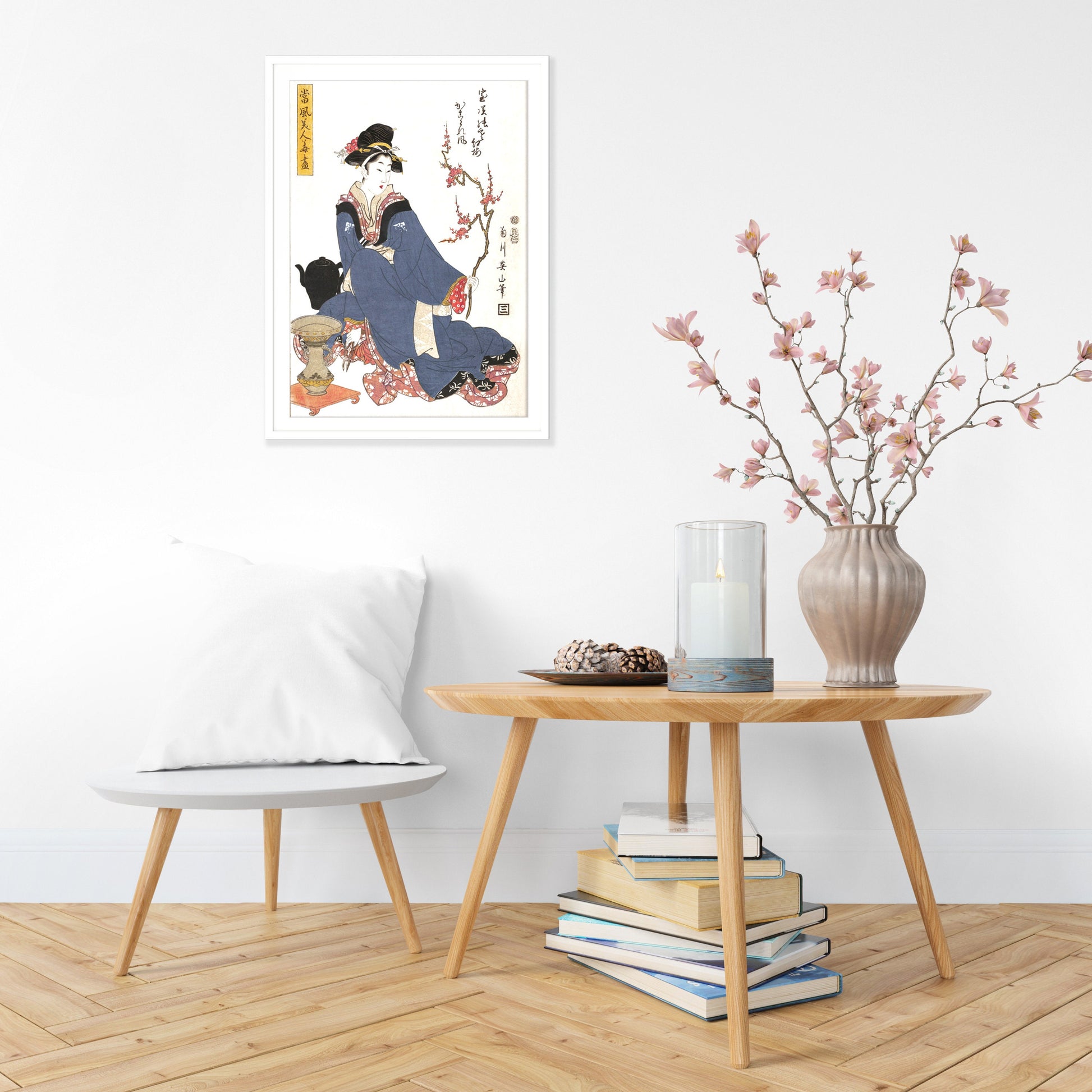 Japanese Ukiyo-e Art Print Poster Woodblock Wall Art Kikukawa Eizan Geisha Maiko Sakura Plum Blossom Tattoo Beautiful Japan Calligraphy A3