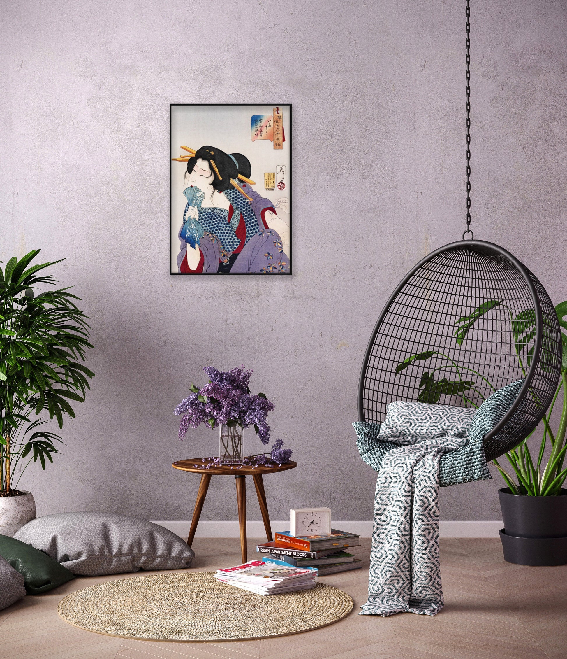 Japanese Ukiyo-e Art Print Poster Woodblock Wall Art Yoshitoshi Kyoto Geisha Maiko Kimono Tattoo Ink Beautiful Japan Calligraphy Sensual A3