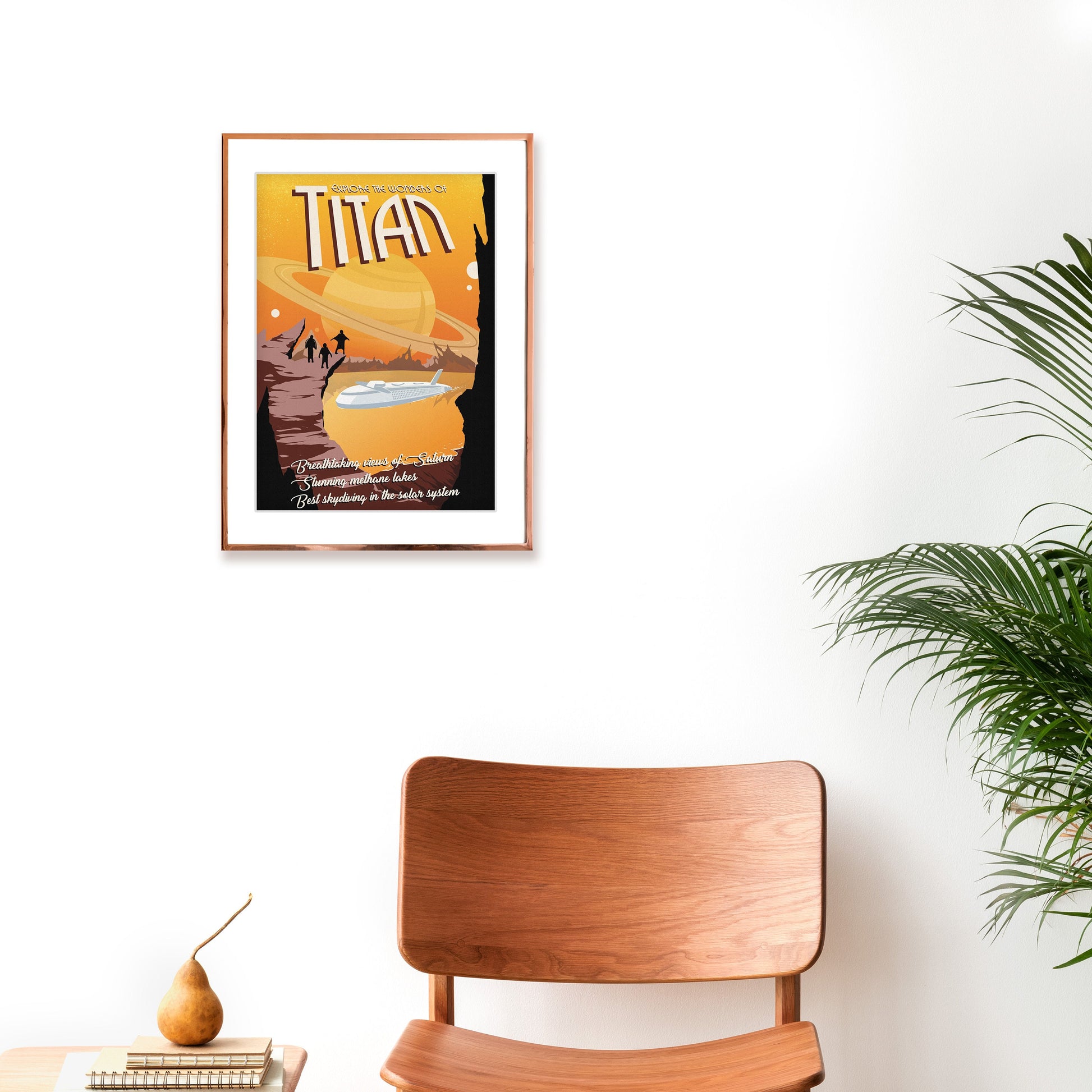 Visit Titan Wall Art Print Poster Decor Vintage Style Retro Travel Rocket Mission Cosmos Flight Science SciFi Geek Geeky Astronomy Saturn A3