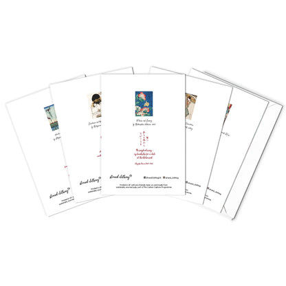 Japanese Ukiyo-e Art Greeting Cards Birthday Card Set of 5 Bundle Valentines Woodblock Print Aesthetic Hiroshige Hokusai Haiku Elegant Maiko