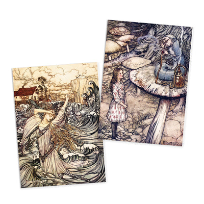 Fairy Tale Illustrations Art Postcards Set of 10 - Postcard Prints Pack Arthur Rackham Alice In Wonderland Fairies Fairy Mermaid Cards Gift