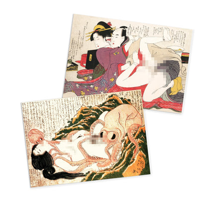 Shunga Erotic Japanese Ukiyo-e Art Postcards Set of 10 - Postcard Prints Pack Woodblock Art Print Hokusai Kitagawa Octopus Geisha Cards Gift