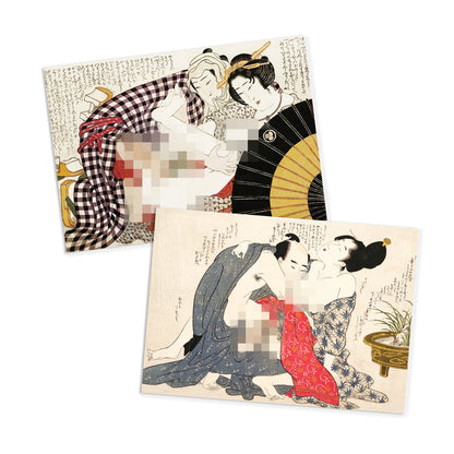 Shunga Erotic Japanese Ukiyo-e Art Postcards Set of 10 - Postcard Prints Pack Woodblock Art Print Hokusai Kitagawa Octopus Geisha Cards Gift