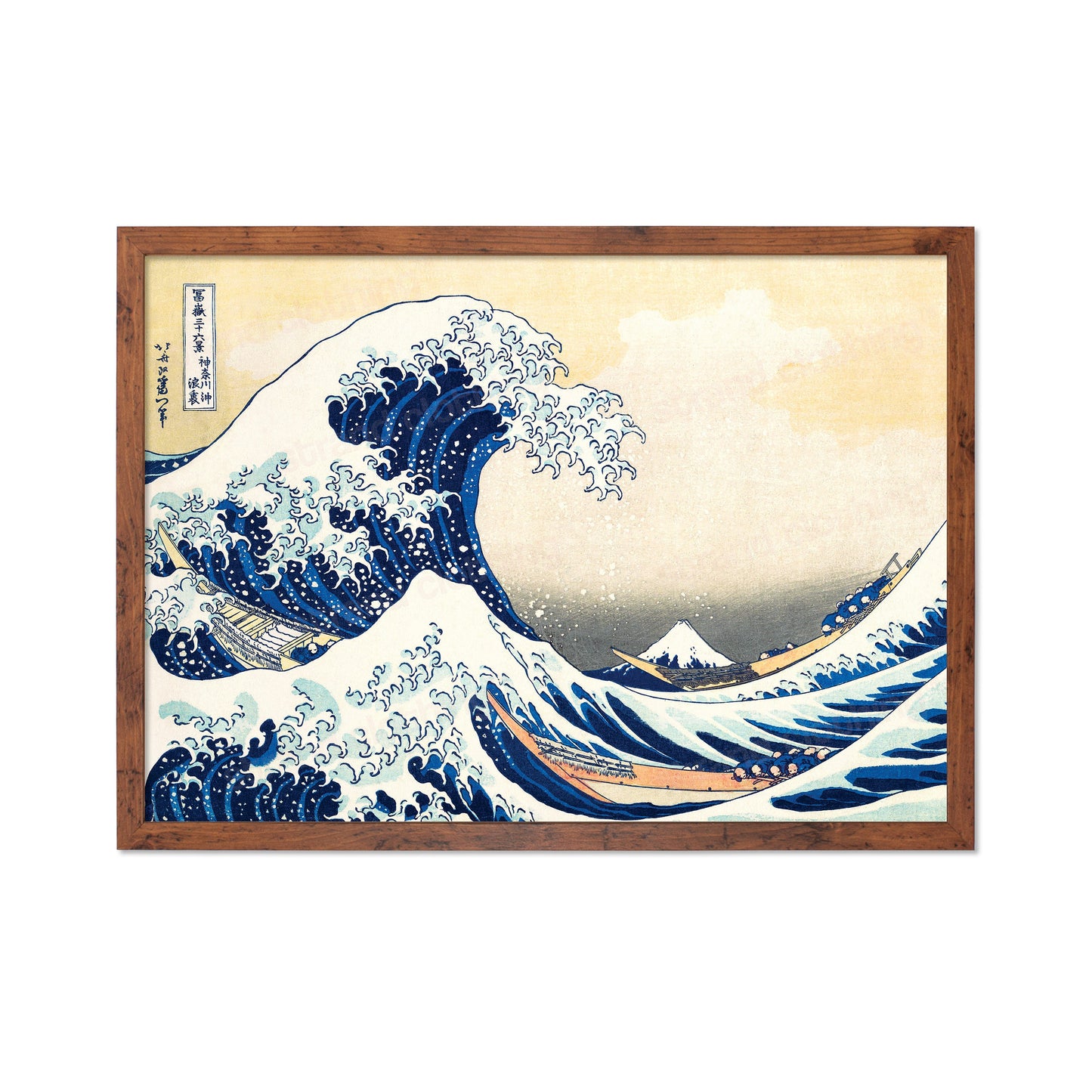 Japanese Art Hokusai Kanagawa Wave Print Poster Woodblock Ukiyo-e Framed Mounted Wall Mount Fuji Beautiful Tattoo Japan Calligraphy A2 Large