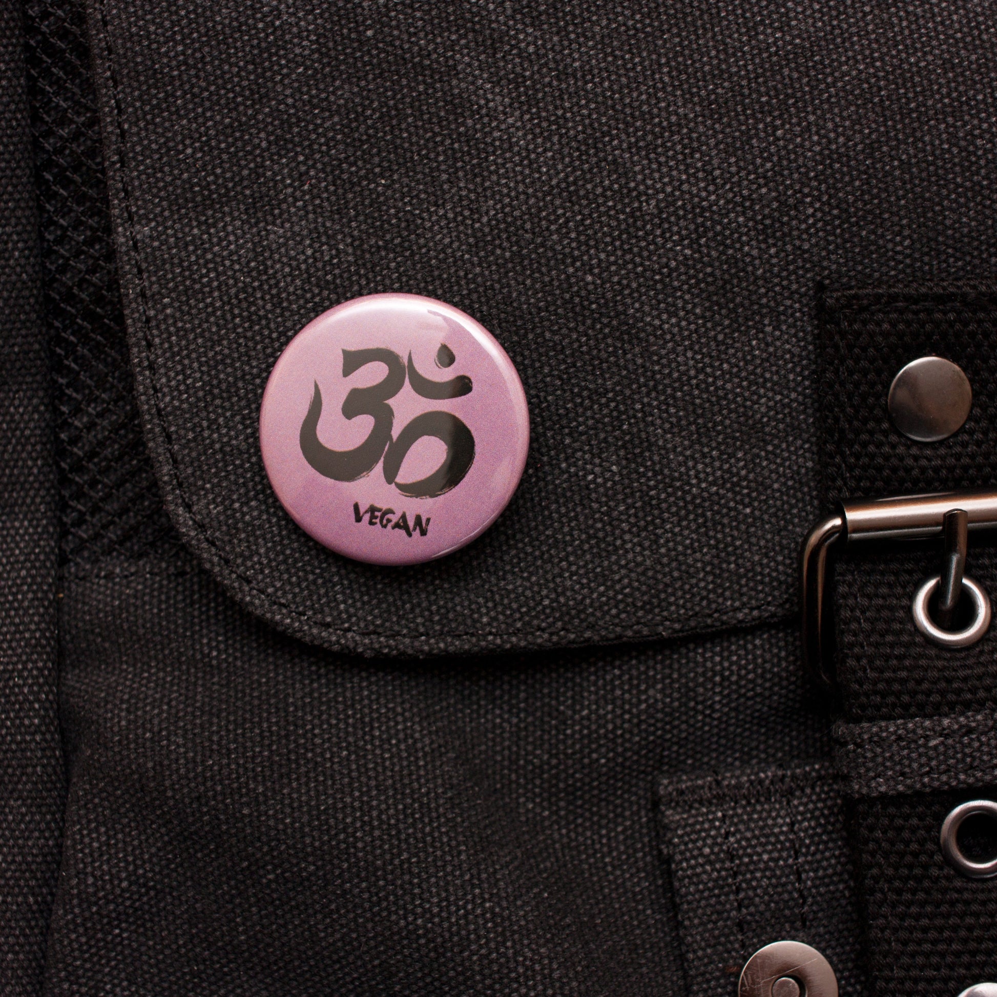 Om Vegan Badge Animal Liberation Rights Veggie Herbivore Sanskrit 38mm Pin Button Badge Gift Gifts Anti Meat Dairy Hunt Sabs Saboteurs