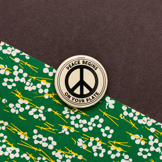 Vegan Badge Peace Begins On Your Plate Vegetarian Animal Liberation Rights ALF AF Veggie 38mm Pin Button Badge Gift Pacifist Activist Slogan