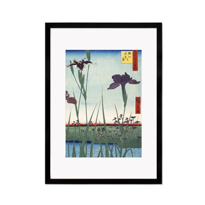 Japanese Art Print Poster Woodblock Ukiyo-e Framed Mounted Wall Hiroshige Iris Irises Flower Floral Geisha Bijin Beautiful Calligraphy A2 A3