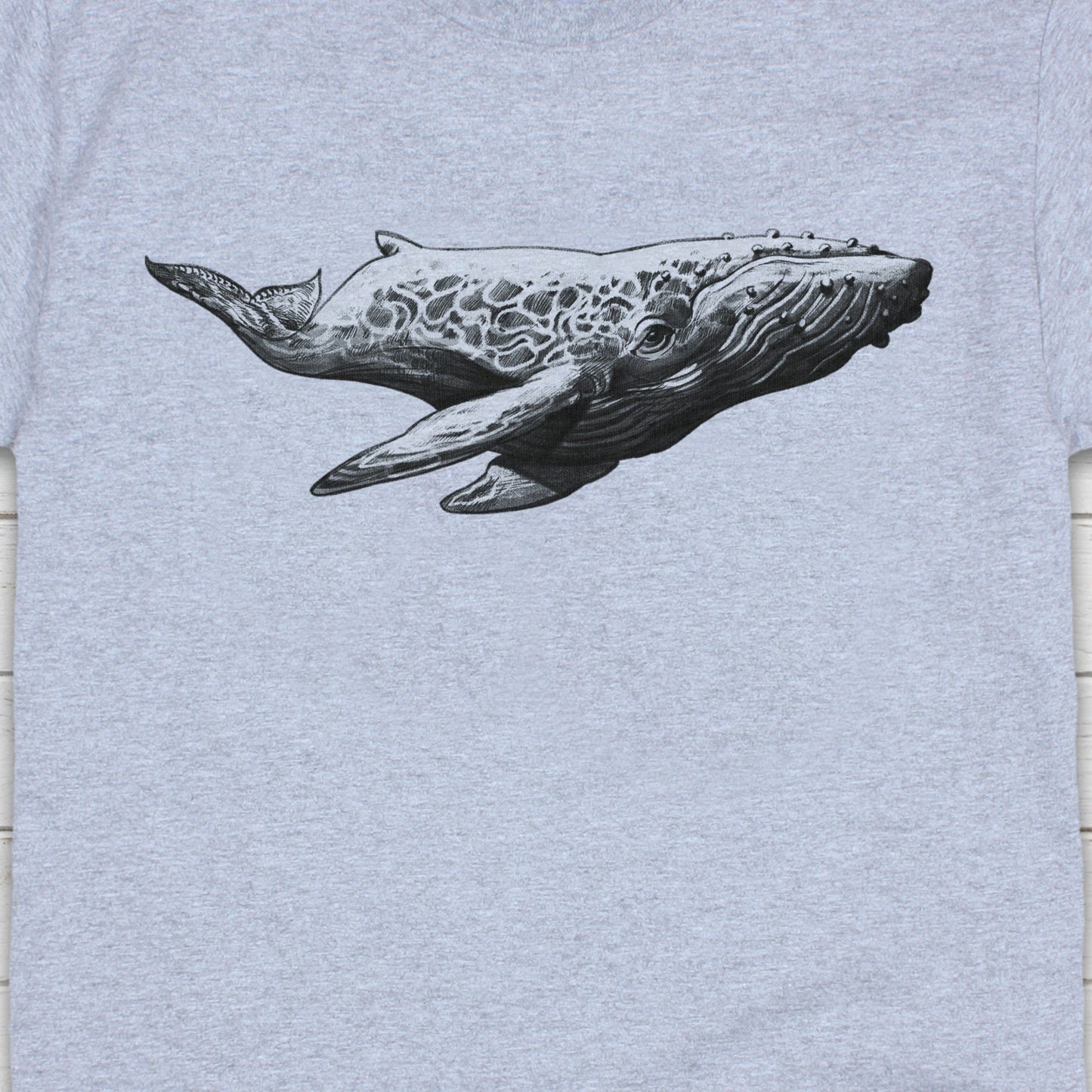 Humpback Whale T Shirt Traditional Art Pencil Drawing Design Print Blue Orca Earth Planet Ocean Beautiful Mens Womens Unisex Printed Tee Top