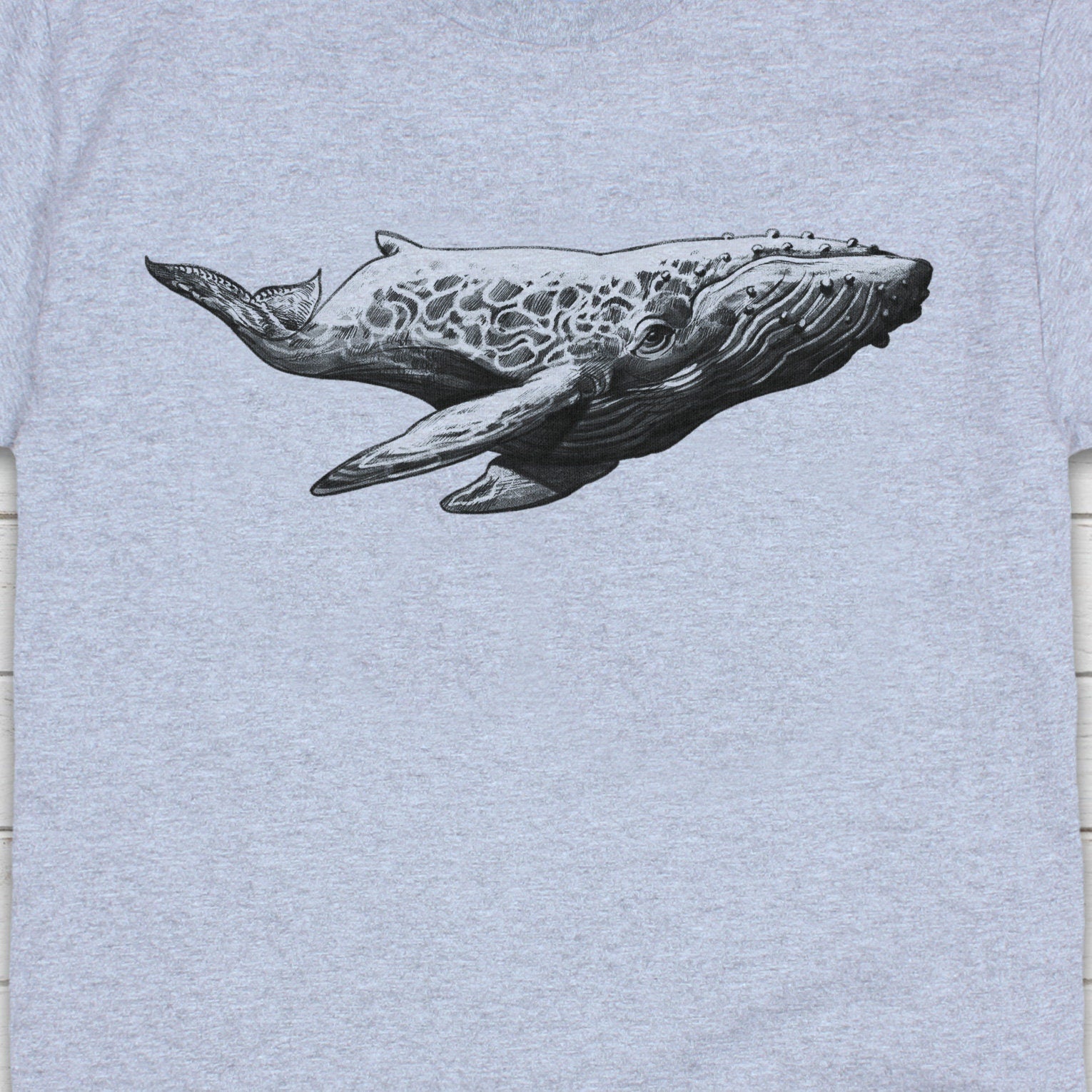 Humpback Whale T Shirt Traditional Art Pencil Drawing Design Print Blue Orca Earth Planet Ocean Beautiful Mens Womens Unisex Printed Tee Top