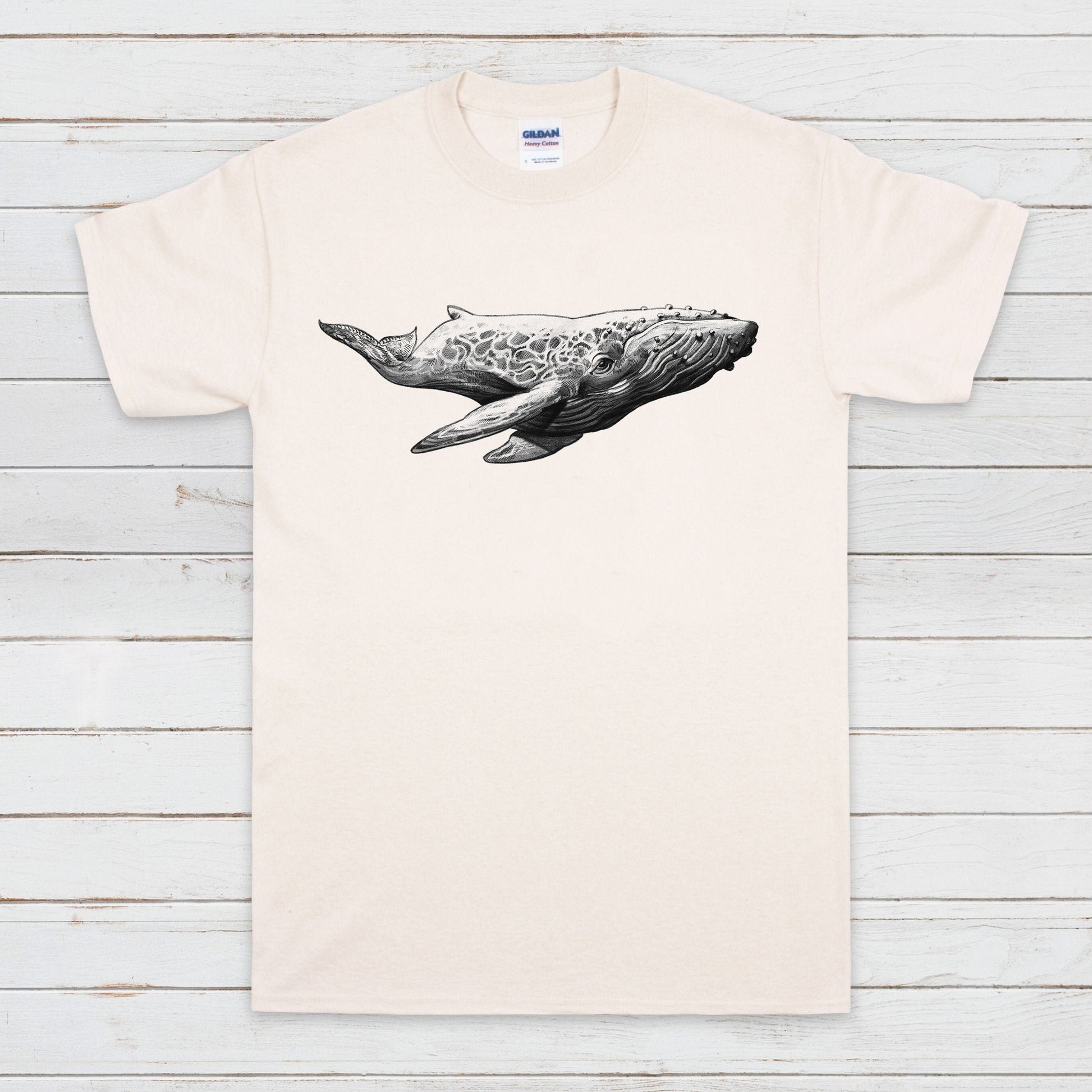 Humpback Whale T Shirt Traditional Art Pencil Drawing Design Print Blue Orca Earth Planet Ocean Sea Vegan Mens Womens Unisex Printed Tee