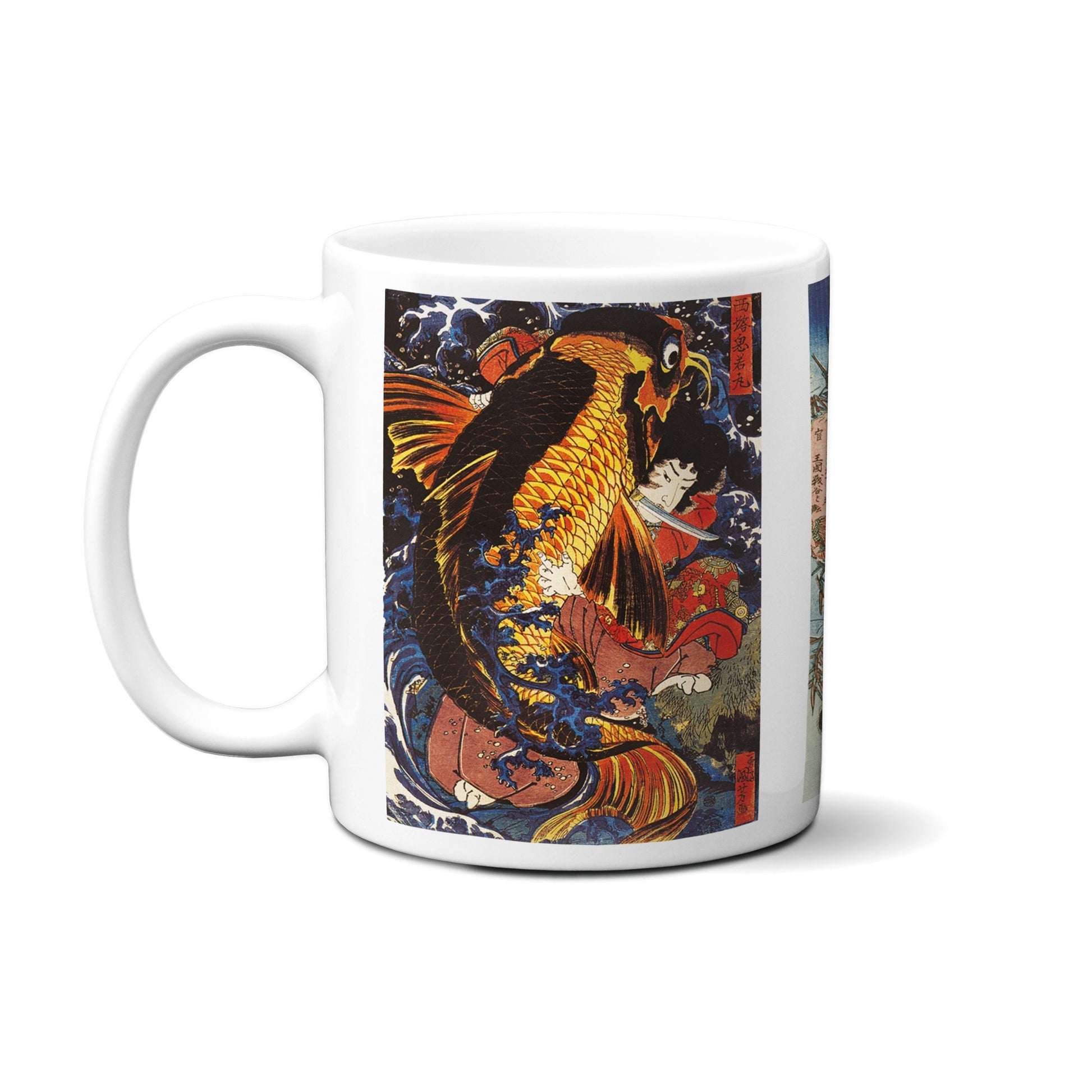 Japanese Ukiyo-e Art Mug Cup with Box Boxed Woodblock Print Utagawa Kuinyoshi Octopus Tiger Koi Carp Samurai Warrior Monster Japan Gift Set