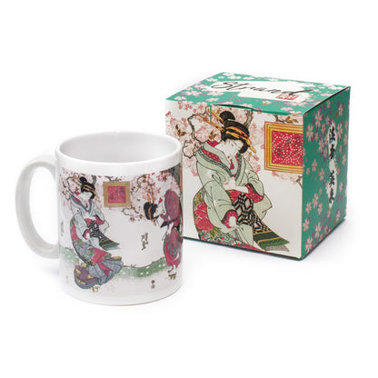Japanese Ukiyo-e Art Mug Cup with a Box Boxed Woodblock Print Keisai Eisen Bijin Geisha Maiko Kimono Beautiful Cute Kawaii Japan Gift