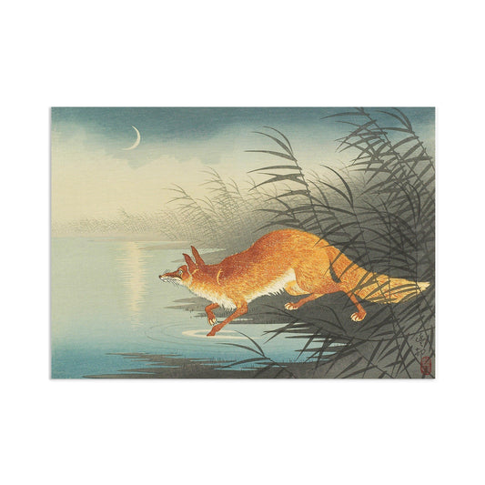 Japanese Ukiyo-e Art Print Poster Woodblock Wall Art Koson Shoson Fox Kitsune Night Moon Tattoo Beautiful Japan Calligraphy Nature Calm A3