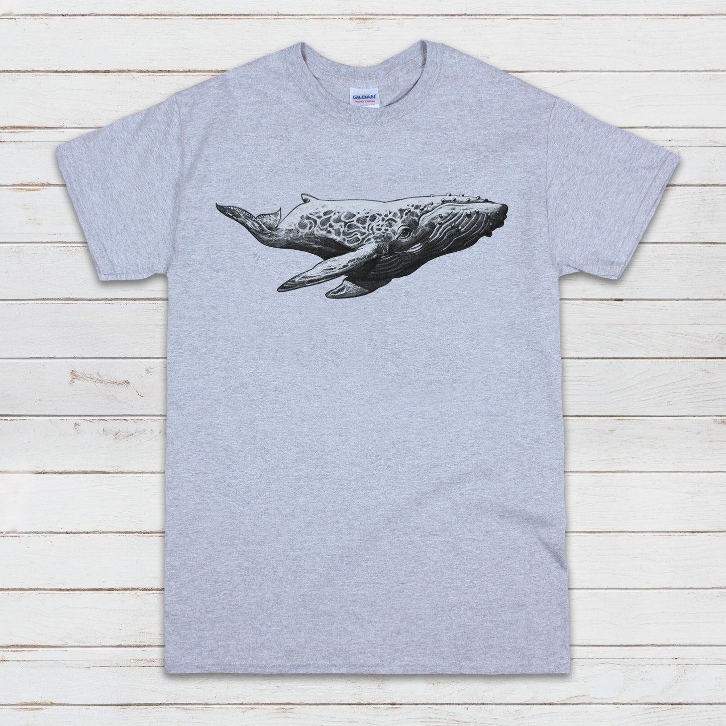 Humpback Whale T Shirt Traditional Art Pencil Drawing Design Print Blue Orca Earth Planet Ocean Beautiful Mens Womens Unisex Printed Tee Top