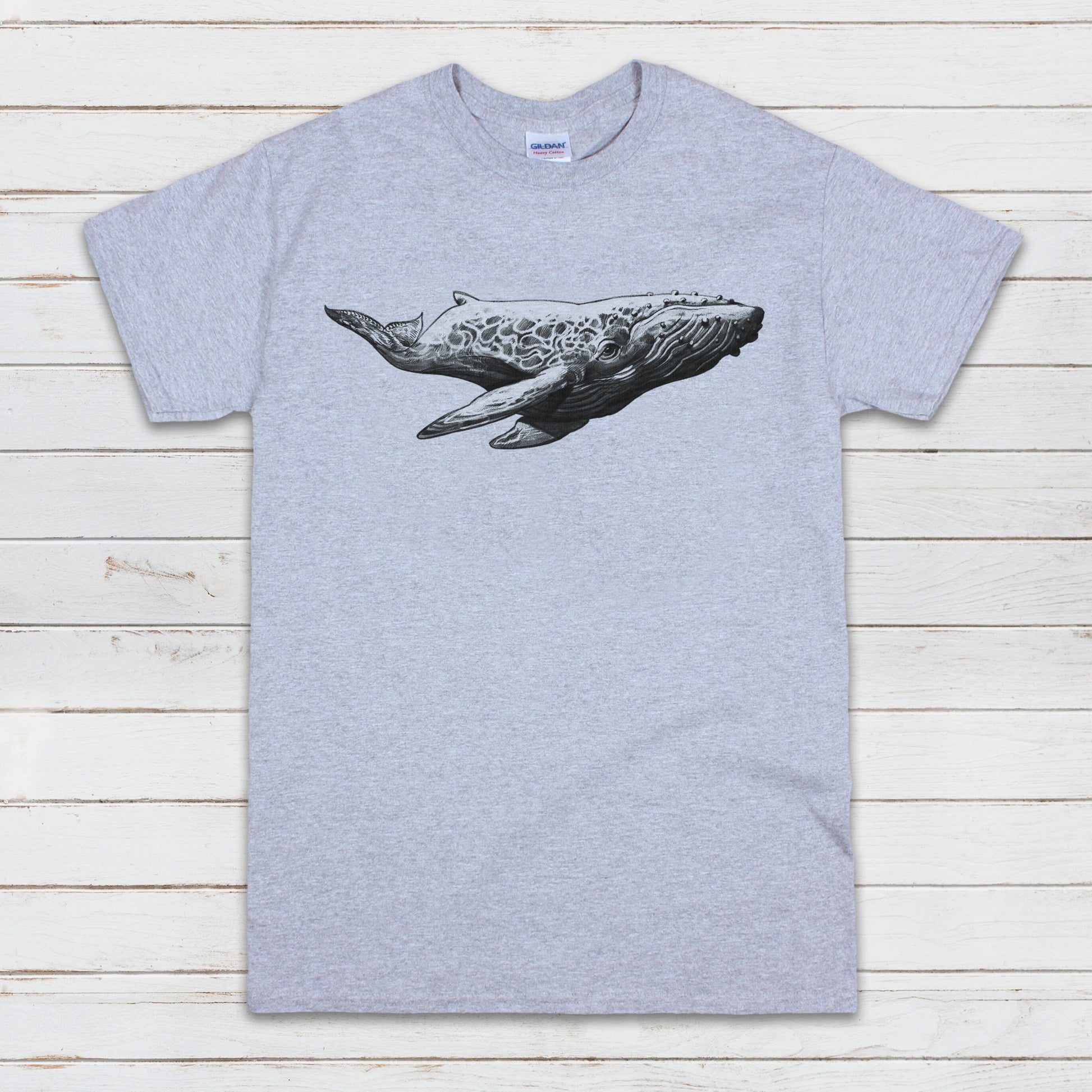 Humpback Whale T Shirt Traditional Art Pencil Drawing Design Print Blue Orca Earth Planet Ocean Beautiful Mens Womens Unisex Printed Tee Top