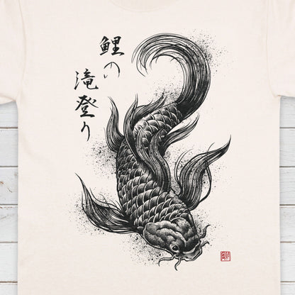 Koi Carp Japanese Calligraphy T Shirt Gyotaku Traditional Art Japan Kanji Print Yoga Martial Arts Dragon Samurai Mens Womens Printed Tee Top