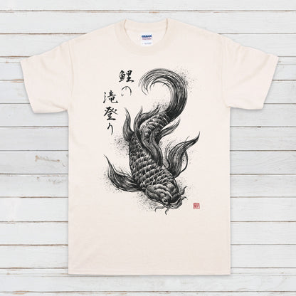Koi Carp Japanese Calligraphy T Shirt Gyotaku Traditional Art Japan Kanji Print Yoga Martial Arts Dragon Samurai Mens Womens Printed Tee Top