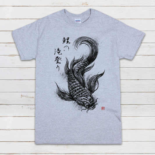Koi Carp Japanese Calligraphy T Shirt Traditional Art Japan Kanji Writing Print Yoga Martial Arts Dragon Samurai Mens Womens Printed Tee Top