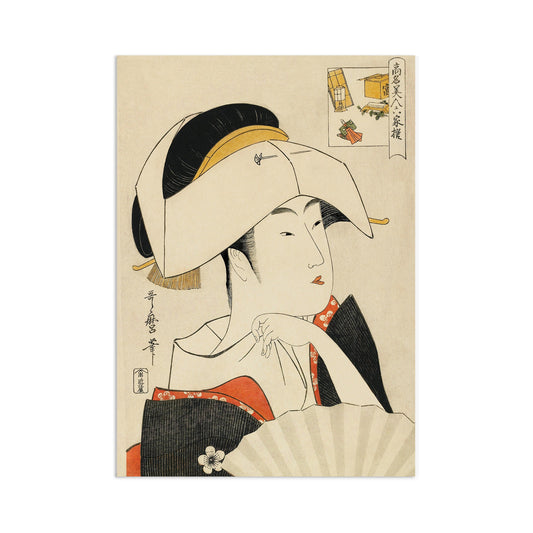 Japanese Ukiyo-e Art Print Poster Woodblock Wall Decor Kitagawa Utamaro Geisha Maiko Elegant Cute Kimono Tattoo Beautiful Japan Calligraphy