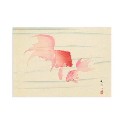 Japanese Ukiyo-e Art Print Poster Woodblock Wall Art Koson Shoson Two Veil Tails Goldfish Fish Beautiful Watercolour Calligraphy Nature A3