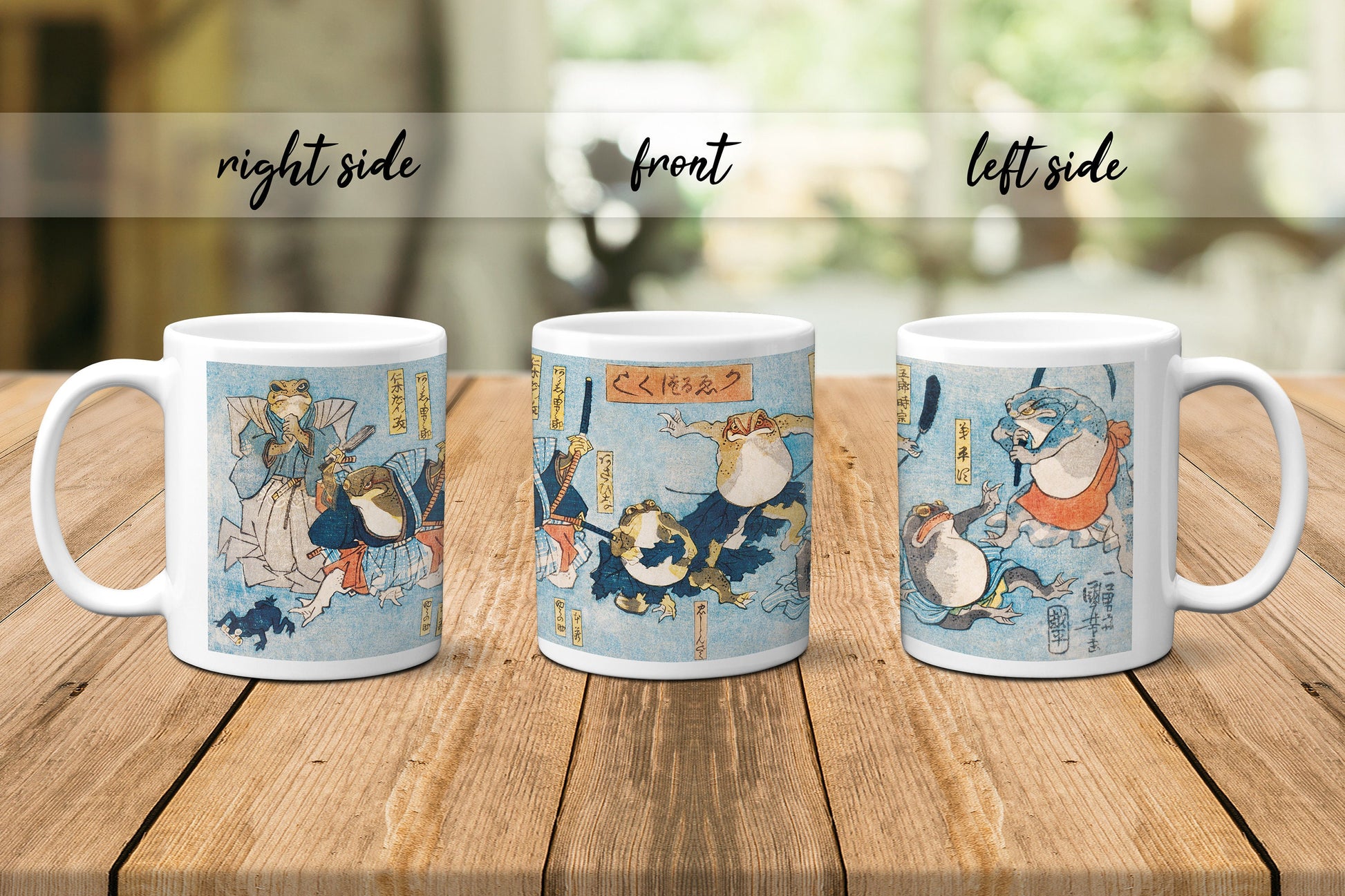 Japanese Ukiyo-e Art Mug Cup with a Box Boxed Woodblock Print Utagawa Kuniyoshi Samurai Ninja Frogs Sword Kawaii Martial Arts Japan Gift