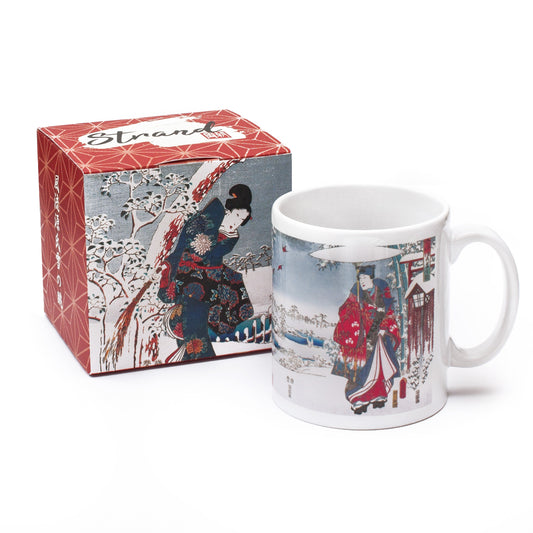Japanese Ukiyo-e Art Mug Cup with a Box Boxed Woodblock Print Hiroshige Kunisada Prince Genji Geisha Maiko Snow Christmas Beautiful Gift Set