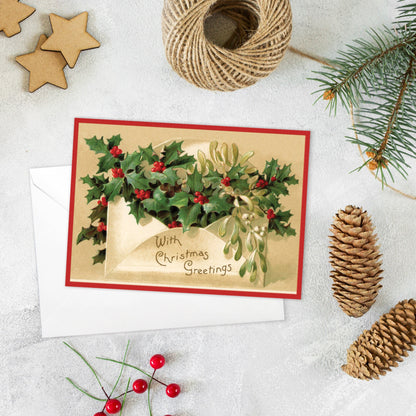 Victorian Greeting Cards Christmas Card Set Xmas Tree New Year Winter Edwardian English British Vintage Retro Santa Angel Cute Unique Pretty
