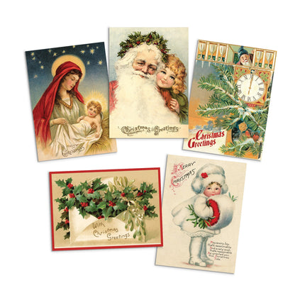 Victorian Greeting Cards Christmas Card Set Xmas Tree New Year Winter Edwardian English British Vintage Retro Santa Angel Cute Unique Pretty